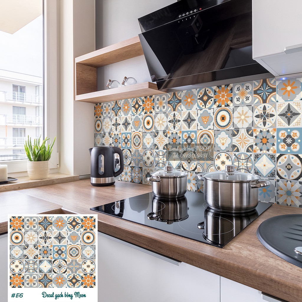 Decal gạch bông set 30 ô 20x20cm -E6