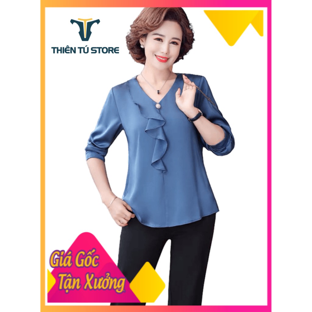 Áo trung niên nữ sang trọng - kiểu dáng suông đẹp hiện đại chất liệu mát mặc dễ chịu thoải mái