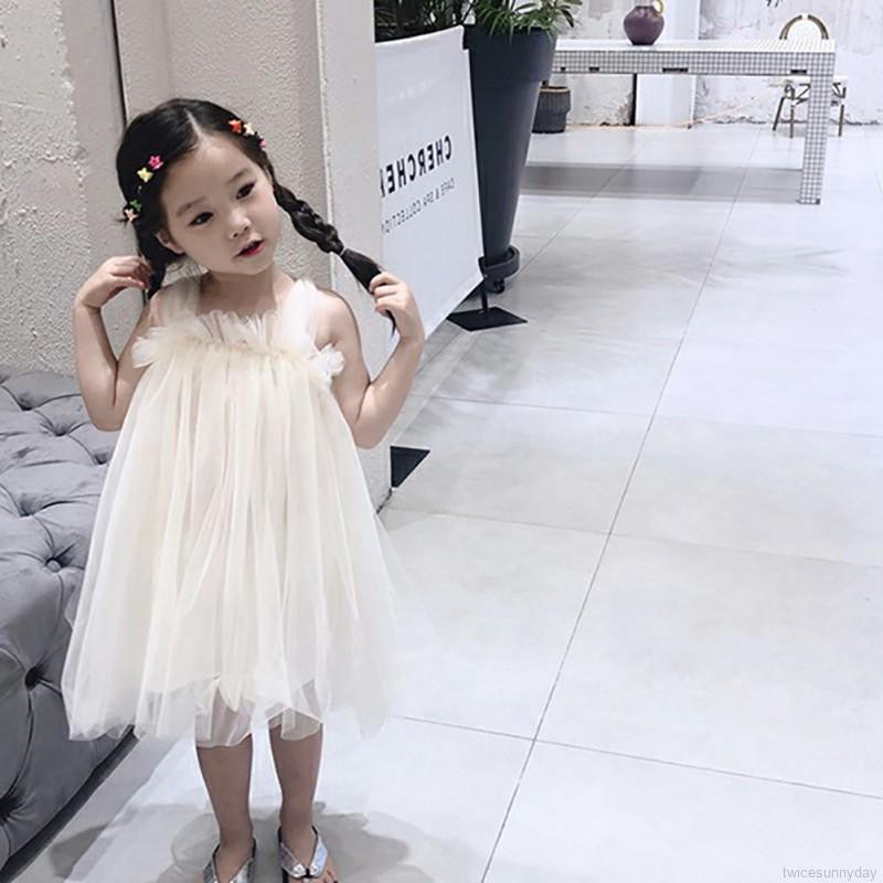 Đầm công chúa sát nách màu trơn cho bé