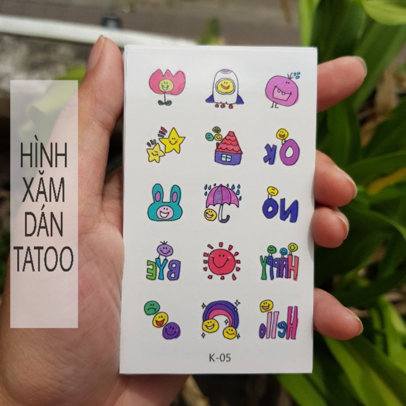 Hình xăm mini cartoon k05. Xăm dán tatoo mini tạm thời, size &lt;10x6cm