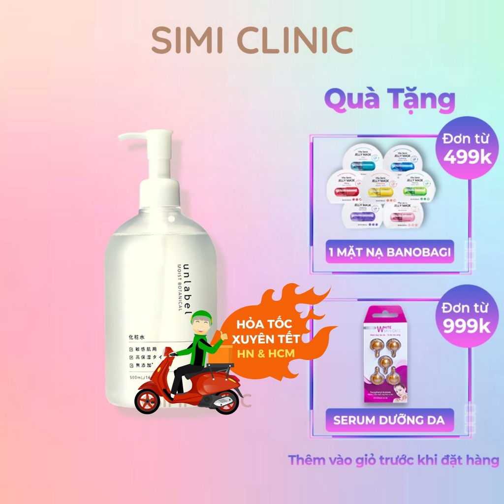 Lotion dưỡng ẩm Unlabel toner nước hoa hồng Nhật Bản chống lão hóa dưỡng cấp ẩm cân bằng da dầu khô mụn nhạy cảm 500ml