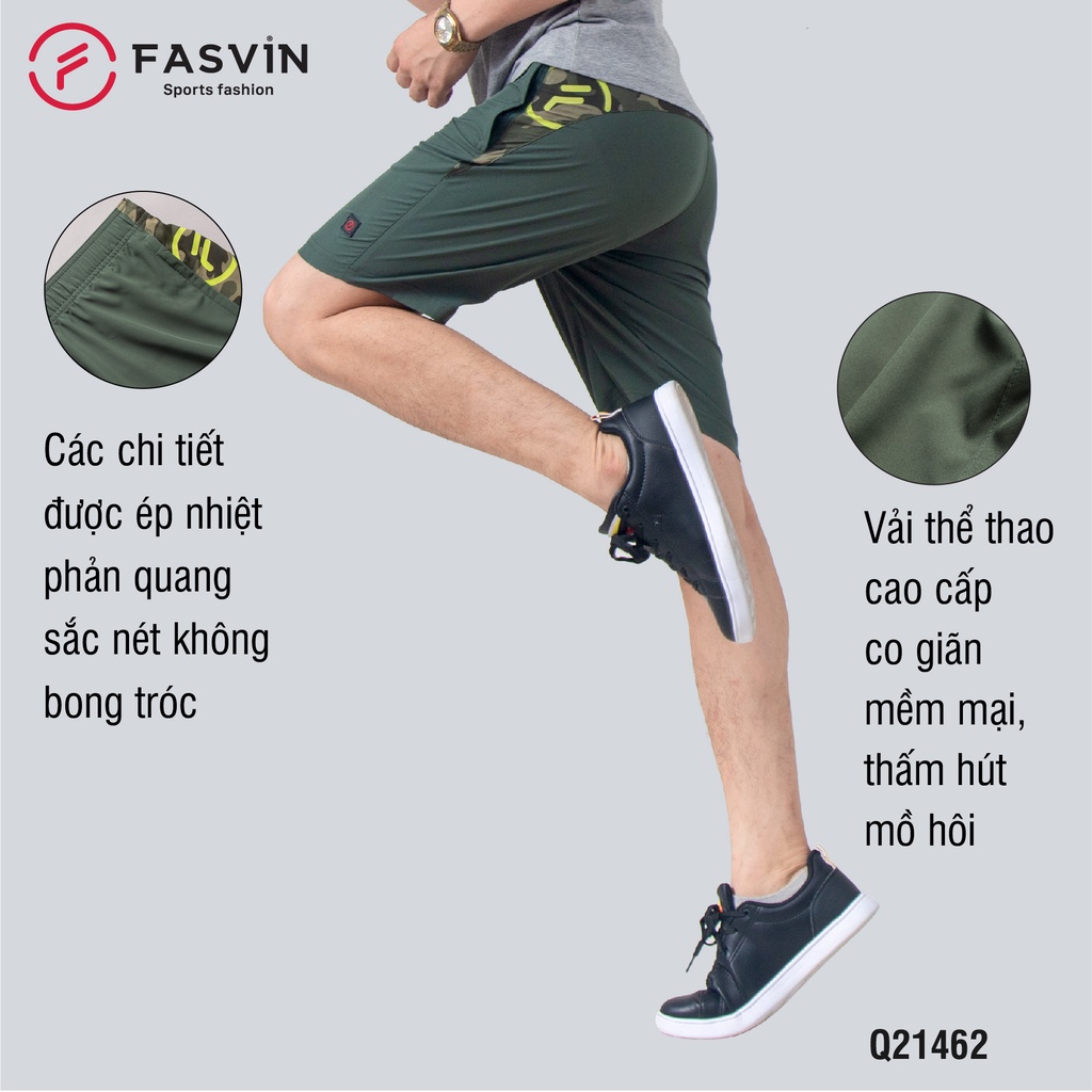 Quần short nam Fasvin Q21462.HN vải dù gió trơn mát co giãn thích hợp thể thao hay mặc nhà