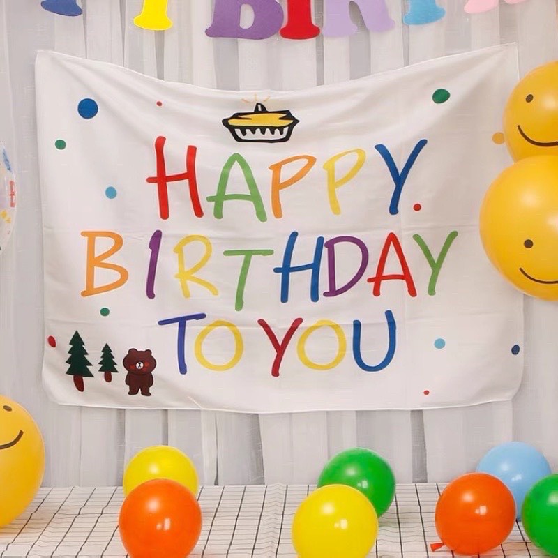 Phông nền background Happy Birthday trang trí sinh nhật cho em bé, người lớn phong cách Hàn Quốc