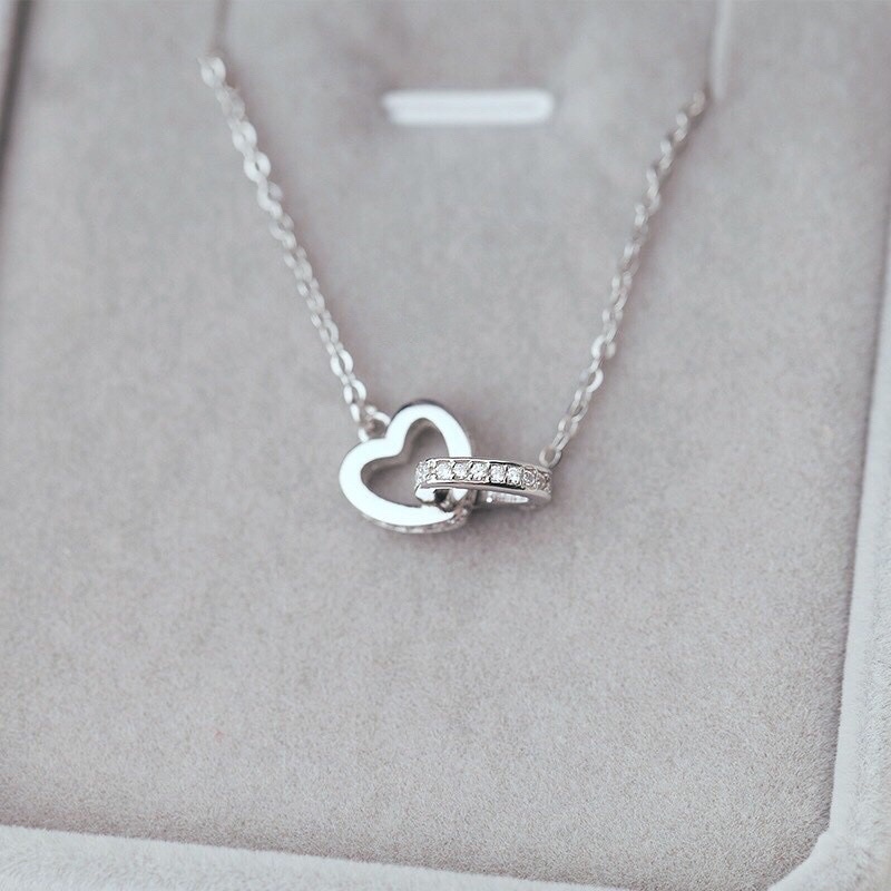 Dây chuyền nữ bạc, Vòng cổ kiểu dáng hai trái tim lồng viền nhau