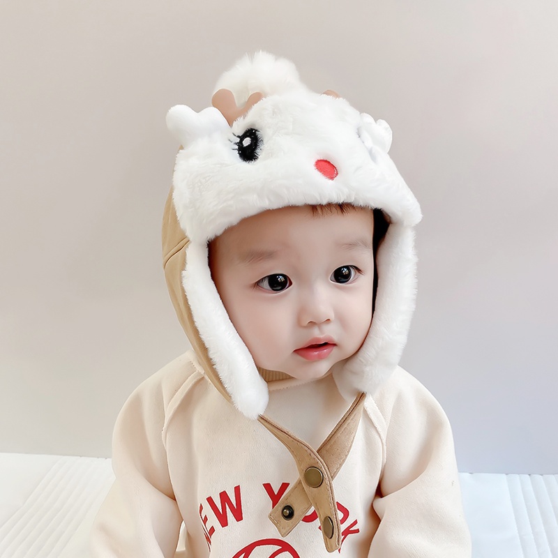 Mũ len cho bé trai và gái mùa đông trùm đầu hình hươu dễ thương giá rẻ đẹp kèm khăn hàng hiệu - ML3A
