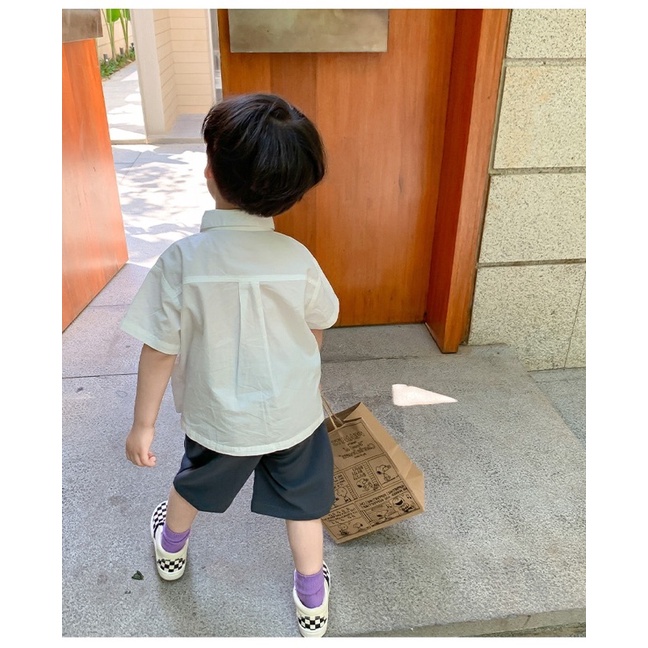 Áo sơ mi cộc tay basic bé trai-MS120