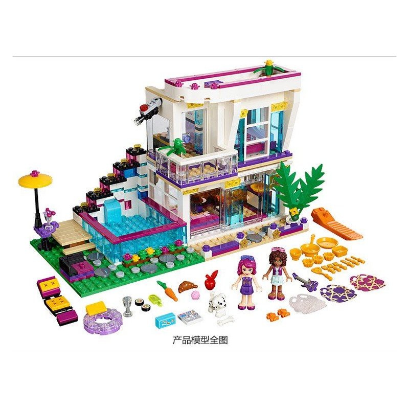Lego Friends Lắp Ráp Xếp Hình Mô Hình Biệt Thự Của Ngôi Sao Nhạc Pop Livi 619 Khối BELA10498