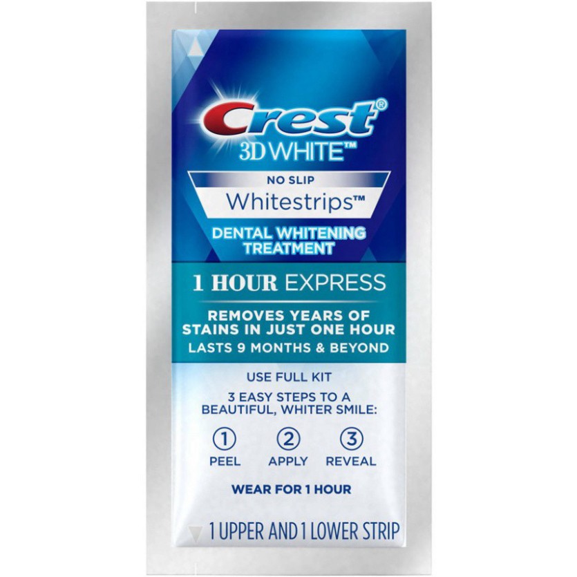 Miếng Dán Trắng Răng Crest 3D White 1-Hour Express I2