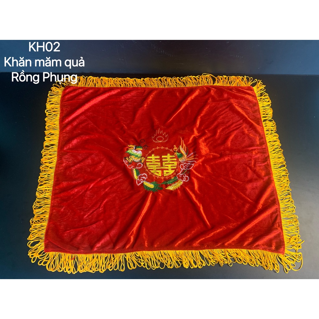 Khăn Long Phụng măm quả đẹp trang trí trong lễ cưới.