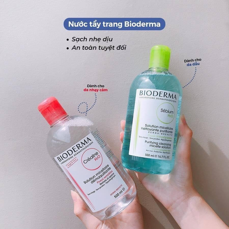 Nước tẩy trang Bioderma làm sạch dịu nhẹ 500ml, tẩy trang Bioderma cho mọi loại da Maneki Cosme