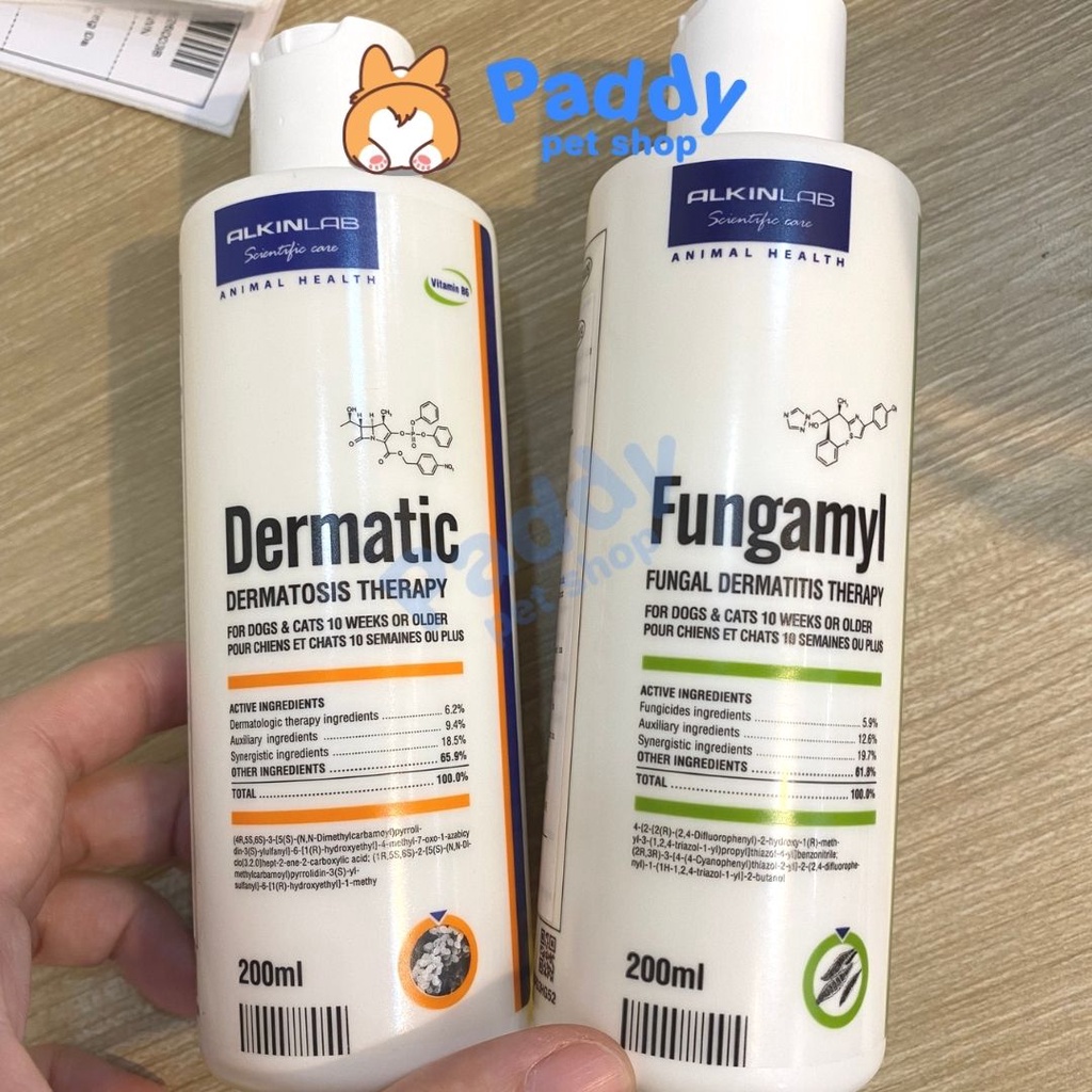 Sữa Tắm Fungamyl & Dermatic Ngừa Nấm Da, Vảy Gàu Cho Chó Mèo (200ml)