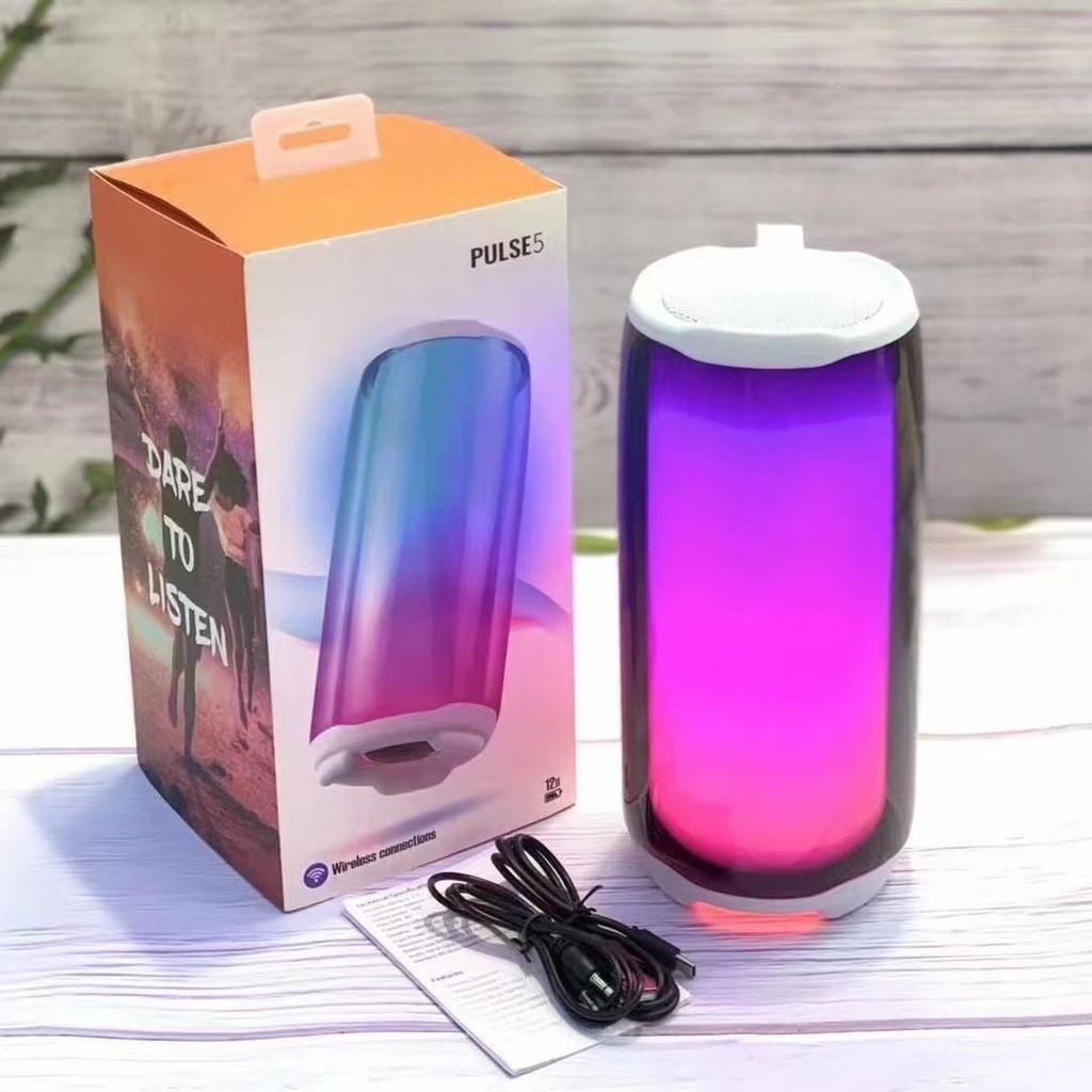 Loa bluetooth PULSE 5 Full Led 360 ĐỘ, Có cổng 3.5 kết nối máy tính, Đèn led theo nhạc - Bảo hành 06 tháng