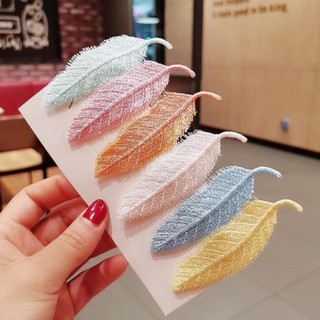 Kẹp Tóc Lụa Hình Chiếc Lá Nhiều Màu Phong Cách Hàn Quốc