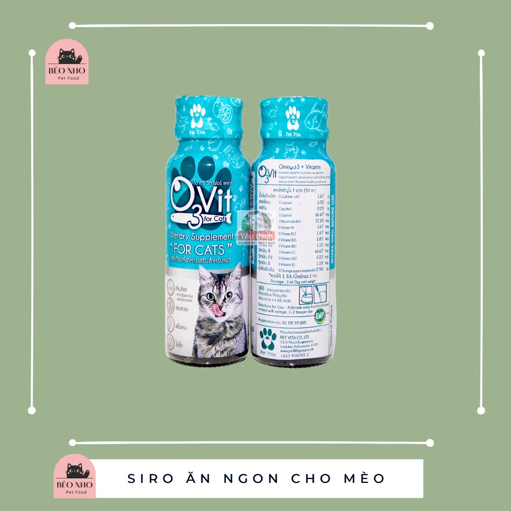 Siro ăn ngon, vitamin, mượt lông cho chó mèo- o3vit (Thái Lan)