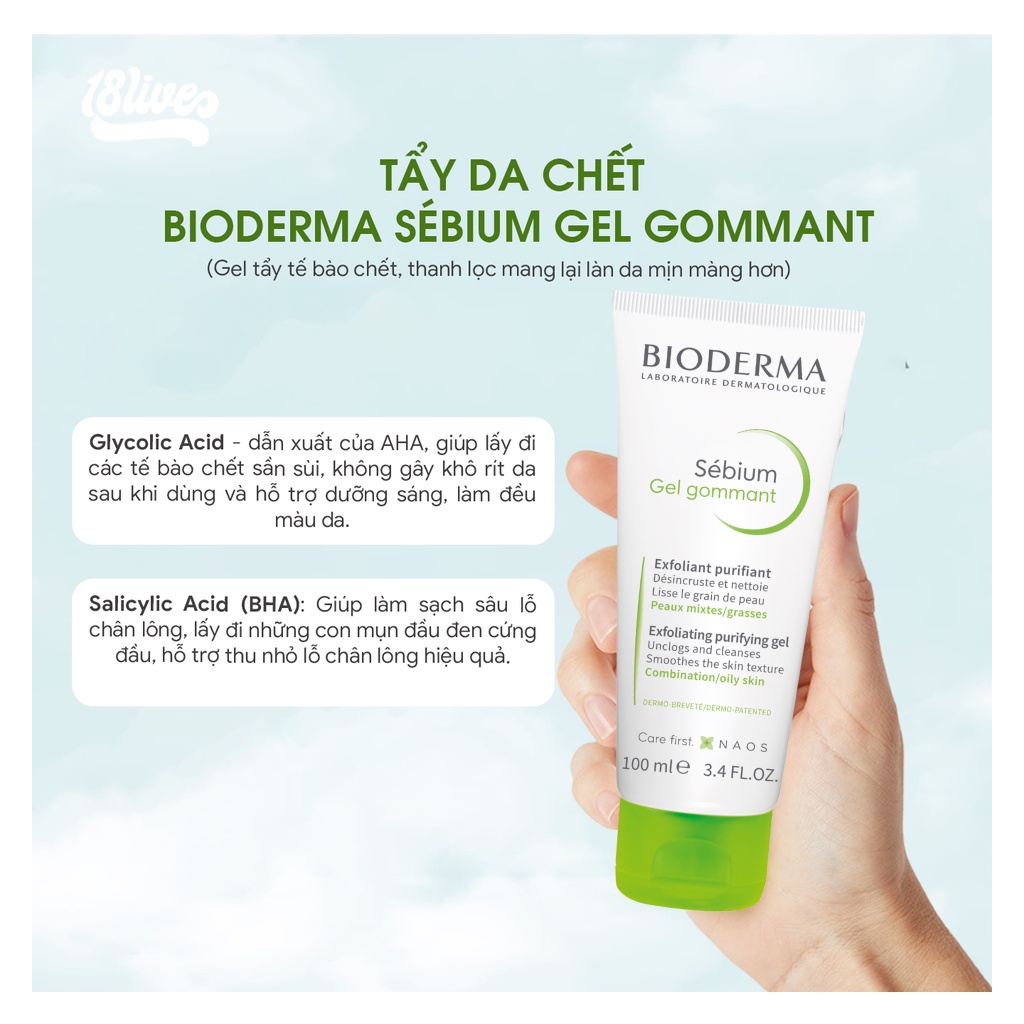  Bioderma Gel Gommant - Gel tẩy tế bào chết Bioderma làm sạch, giảm bã nhờn 100ml | BigBuy360 - bigbuy360.vn