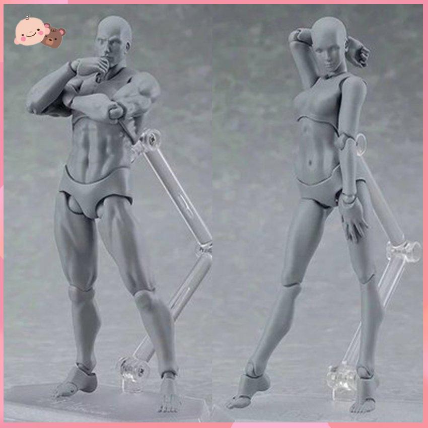 Mô hình cơ thể người 3D có khớp chuyển động màu xám tiện lợi