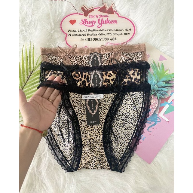 Quần Lót Nữ Thun Lạnh Họa Tiết Da Beo-Sịp Nữ Dây 2 Bên Đan Nơ Gợi Cảm
