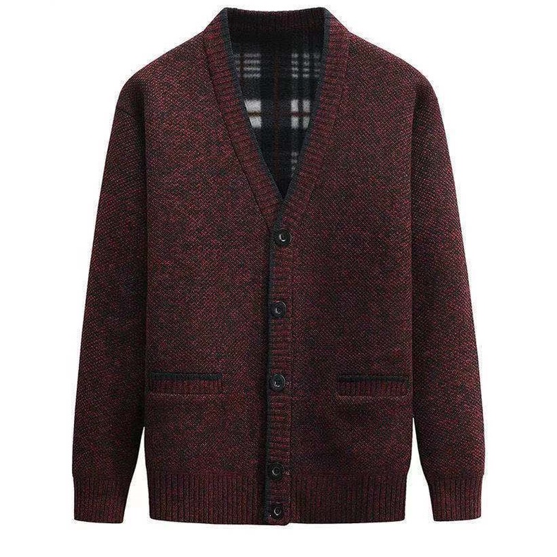 Áo len Cardigan lót lông cho bố, áo khoác len nam người già, áo cadigan trung niên - AK-M02