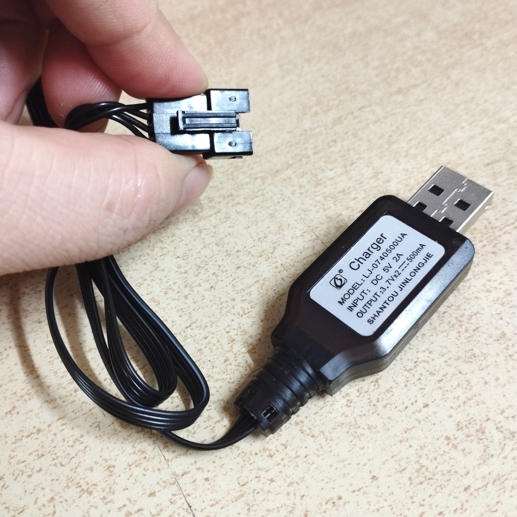 Dây sạc usb 7.4V dung lượng 500mA chân cắm SM4P sạc pin 14500, Lion 523450
