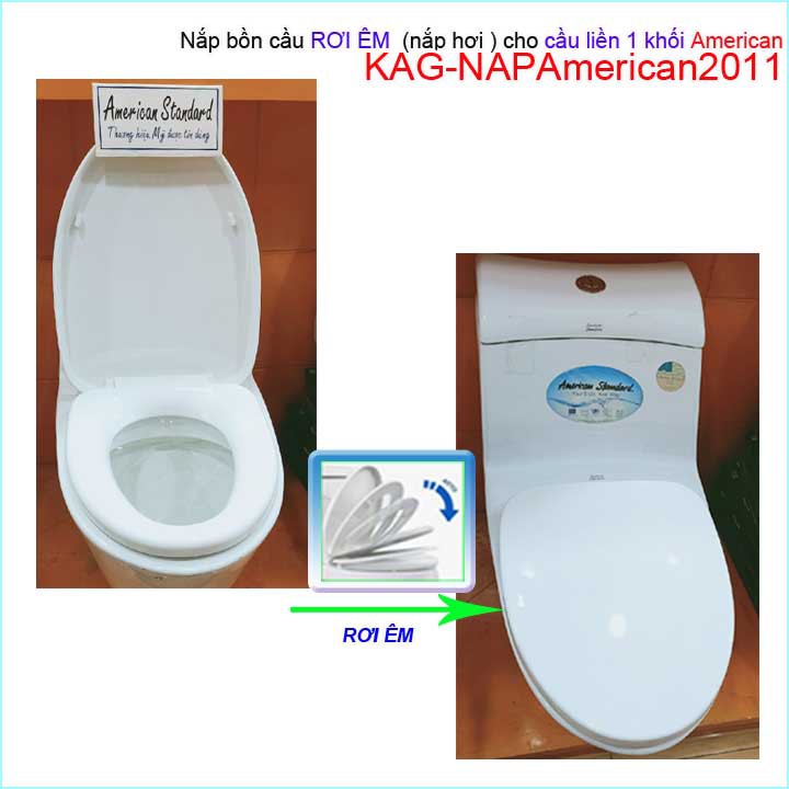 Nắp đậy cho bồn cầu 1 khối Amrerican VF2010- VF2011, nắp rơi êm bồn cầu khối KAG-NAP American2011 giá tốt chất lượng tốt