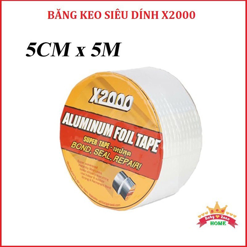 Băng keo chống thấm x2000 Băng dính chống thấm nước Nhật Bản chống thấm dột, dán tường, dán mái tôn 5cm x 5m