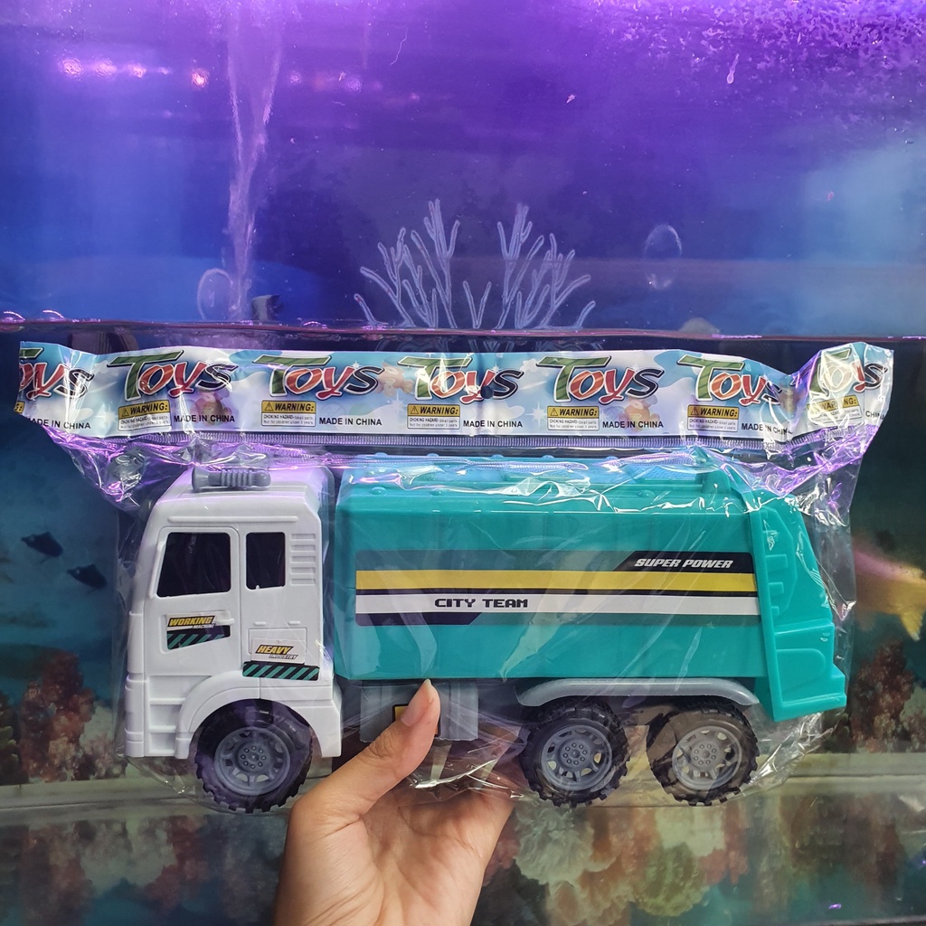 Xe rác đồ chơi màu xanh cho bé trai xe môi trường 326-53