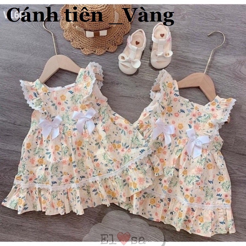 Váy bé gái cánh tiên Xanh gắn 2 nơ XHN321