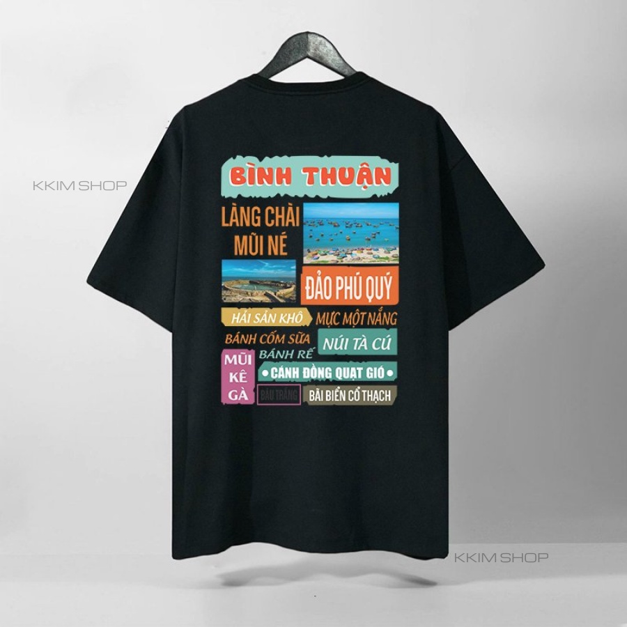 Áo thun tay lỡ BÌNH THUẬN, Áo phông 63 tỉnh thành Form rộng oversize, chất liệu Cotton KKIMSHOP