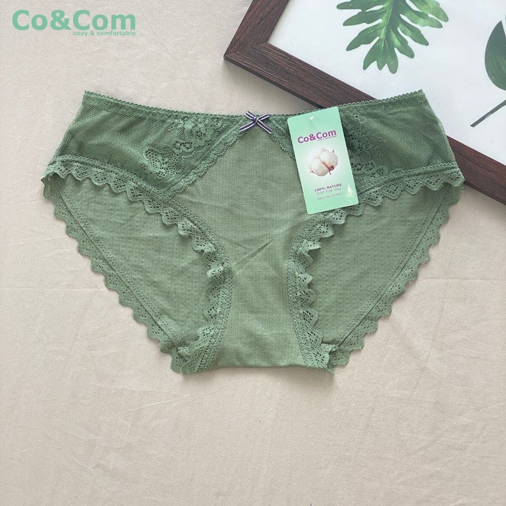 Quần Lót Nữ Cotton Phối Ren Nhẹ Nhàng Thoáng Khí Co&Com NO9066 Thông Hơi Kháng Khuẩn Cao Cấp | BigBuy360 - bigbuy360.vn