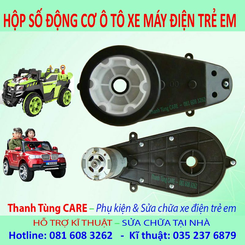 Hộp số 12V WSJ răng Sắt kèm động cơ RS550 cho xe điện trẻ em 12V - 12000 v/p