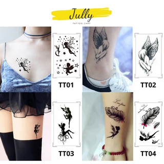 Hình xăm dán, xăm tạm thời thiên thần tình yêu, buồn, sa ngã mini JULLY Tattoo chất, chống nước, an toàn, bền đẹp