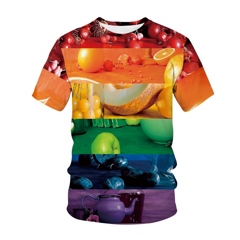 Áo thun tay ngắn cổ tròn in hình trái cây 3D thời trang cho nam và nữ