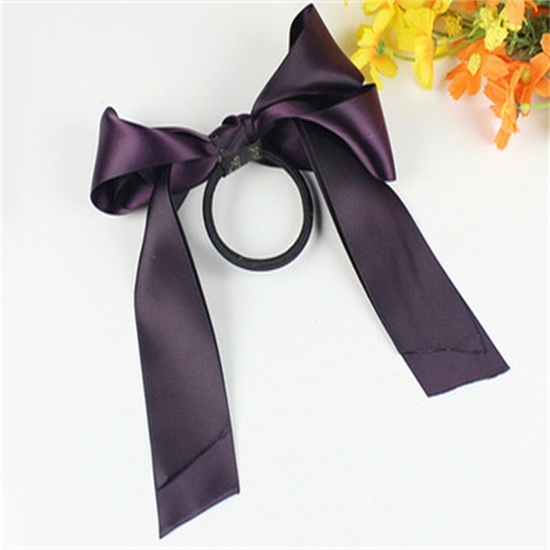 Dây buộc tóc hai lớp thắt nơ satin phong cách Hàn Quốc cho nữ