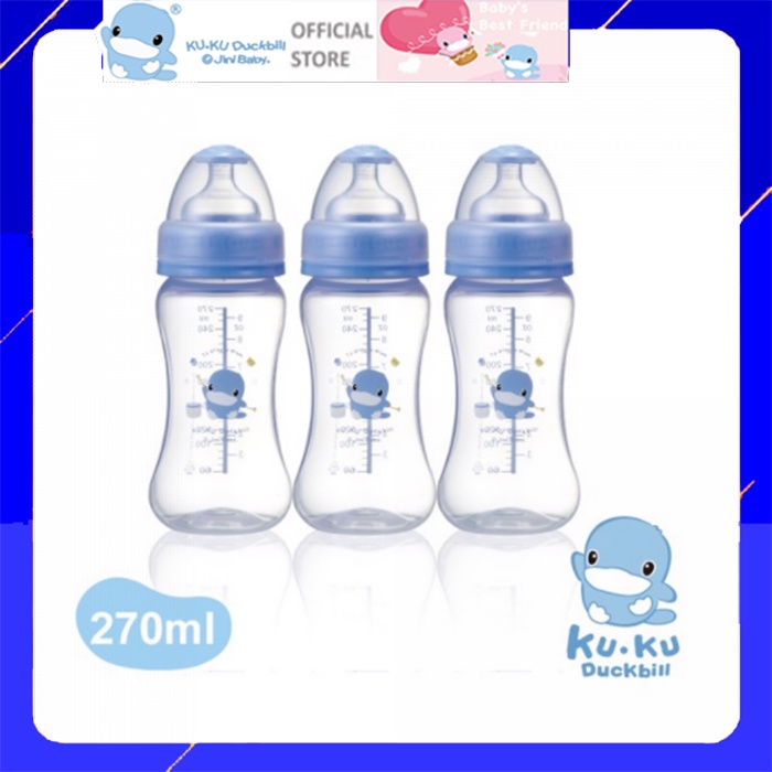 Bộ 3 bình sữa cổ rộng nhựa PP kuku ku5923 270ml
