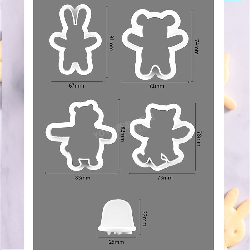 Khuôn Làm Bánh Quy Hình Gấu / Thỏ / Heo / Mèo / Gấu Hoạt Hình Sáng Tạo