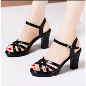 Giày nữ cao gót quai mảnh đan đế cao 7 phân, êm, đẹp, thời trang Hè [Mã KH-05]
