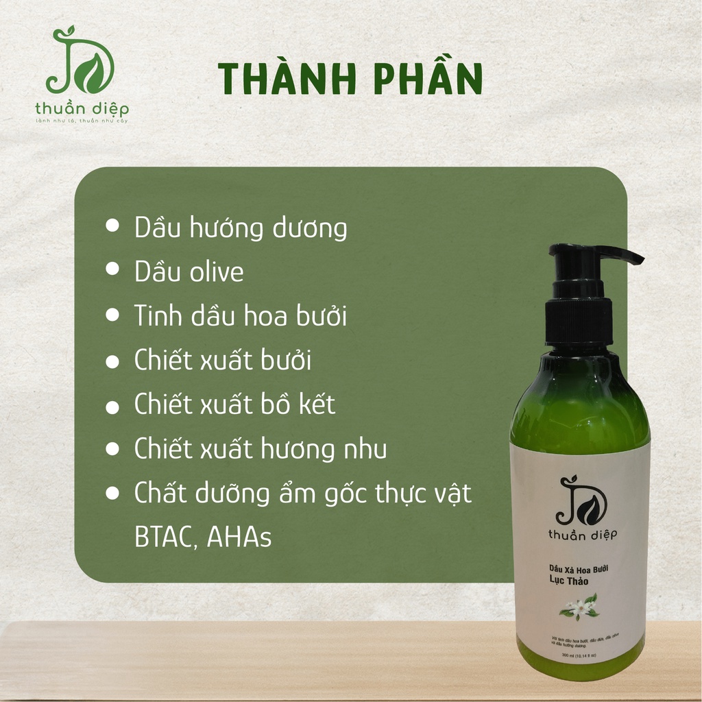 Dầu xả Hoa Bưởi Lục Thảo 300ml cho tóc uốn nhuộm, suôn mượt, giữ màu tóc nhuộm Thuần Diệp