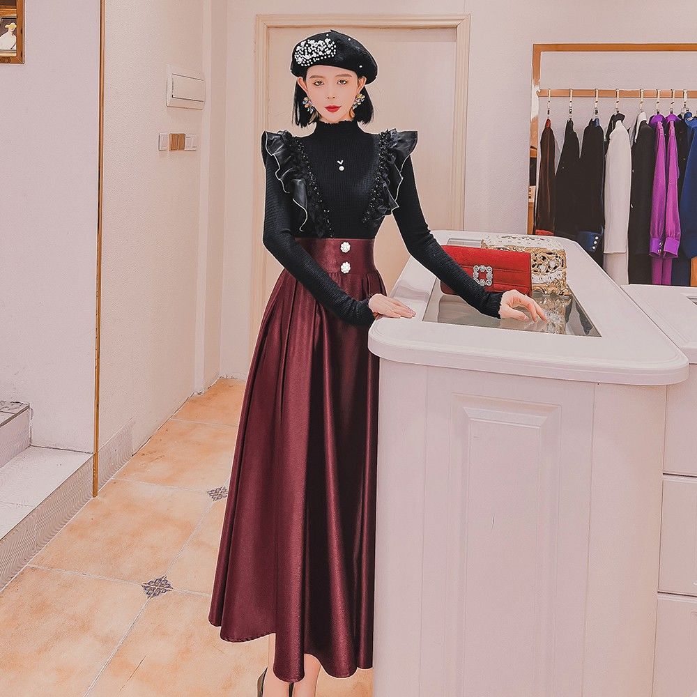 Chân Váy Satin Lưng Cao Dáng Ôm Thời Trang Mùa Xuân 2022 Cho Nữ Ốp