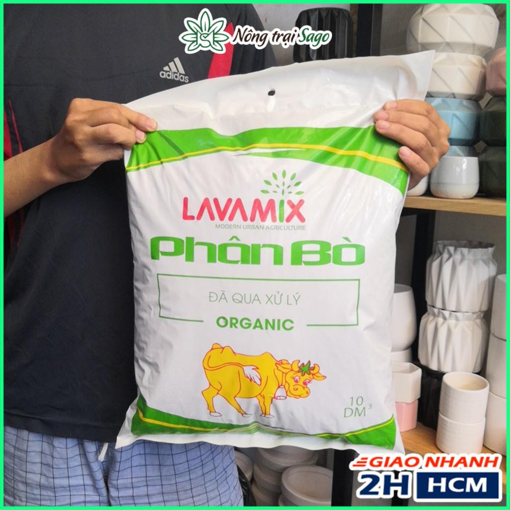 Phân Bò Hữu Cơ LAVAMIX Túi 10 lít - Không Mùi Hôi, Đã Được Xử Lý