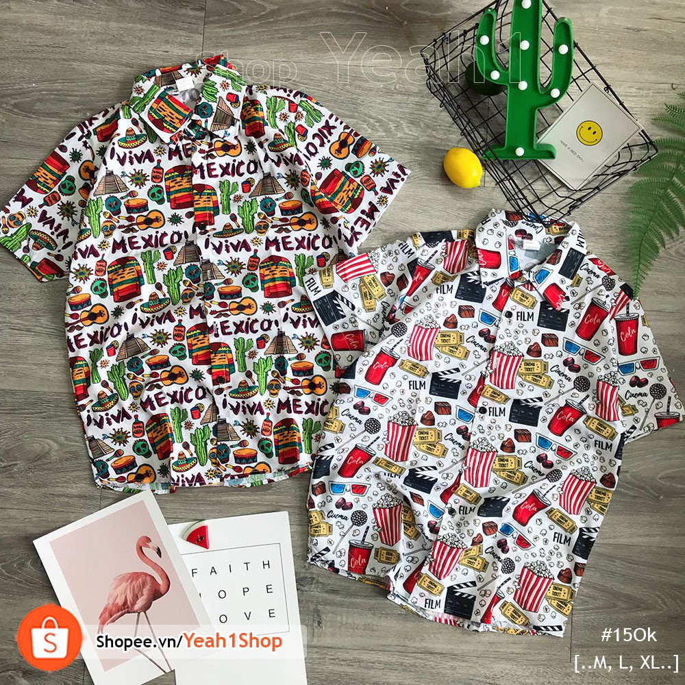 [Yeah1Shop]- Áo sơ mi hoạt hình bắp rang/ Mexico (M, L, XL)