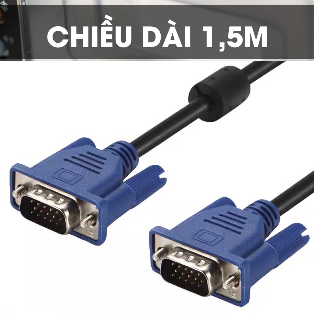 Dây VGA dài 1.5m, Cáp VGA dùng cho màn hình máy tính, PC, máy chiếu, đa phương tiện - Sunrise music