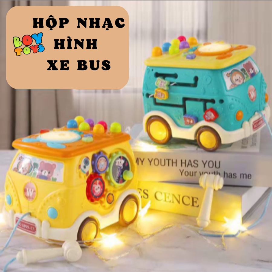 Hộp nhạc ô tô đa năng 6 mặt có đàn, nhạc, hình khối giúp bé phát triển tư duy và nhận biết màu sắc