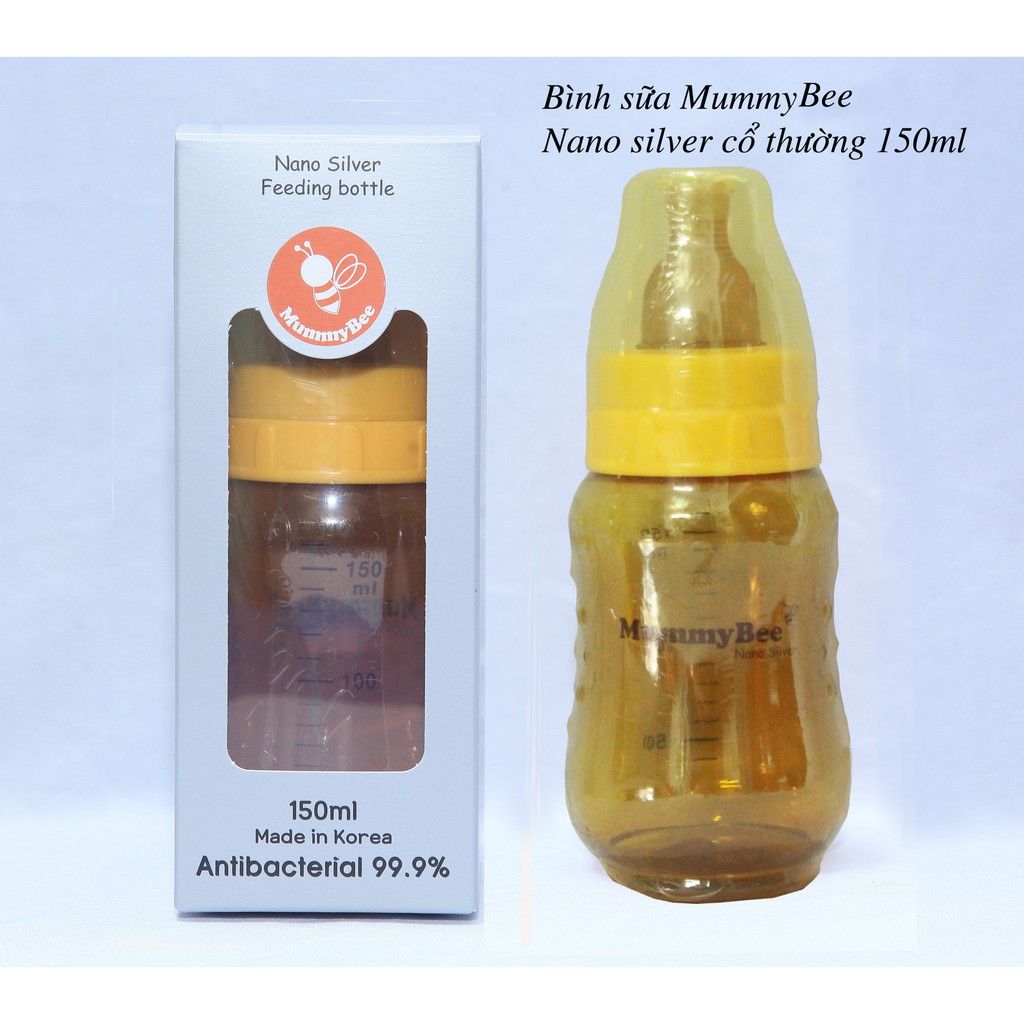 Bình sữa cổ thường MummyBee Nano Silver 150ml