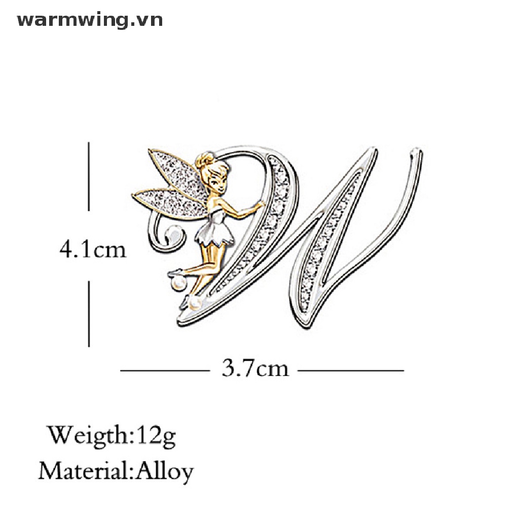[warmwing] Trâm Cài Áo Hình Chữ Cái Tiếng Anh Pha Lê Bằng Kim Loại Pha Lê Mới Cho Nữ
