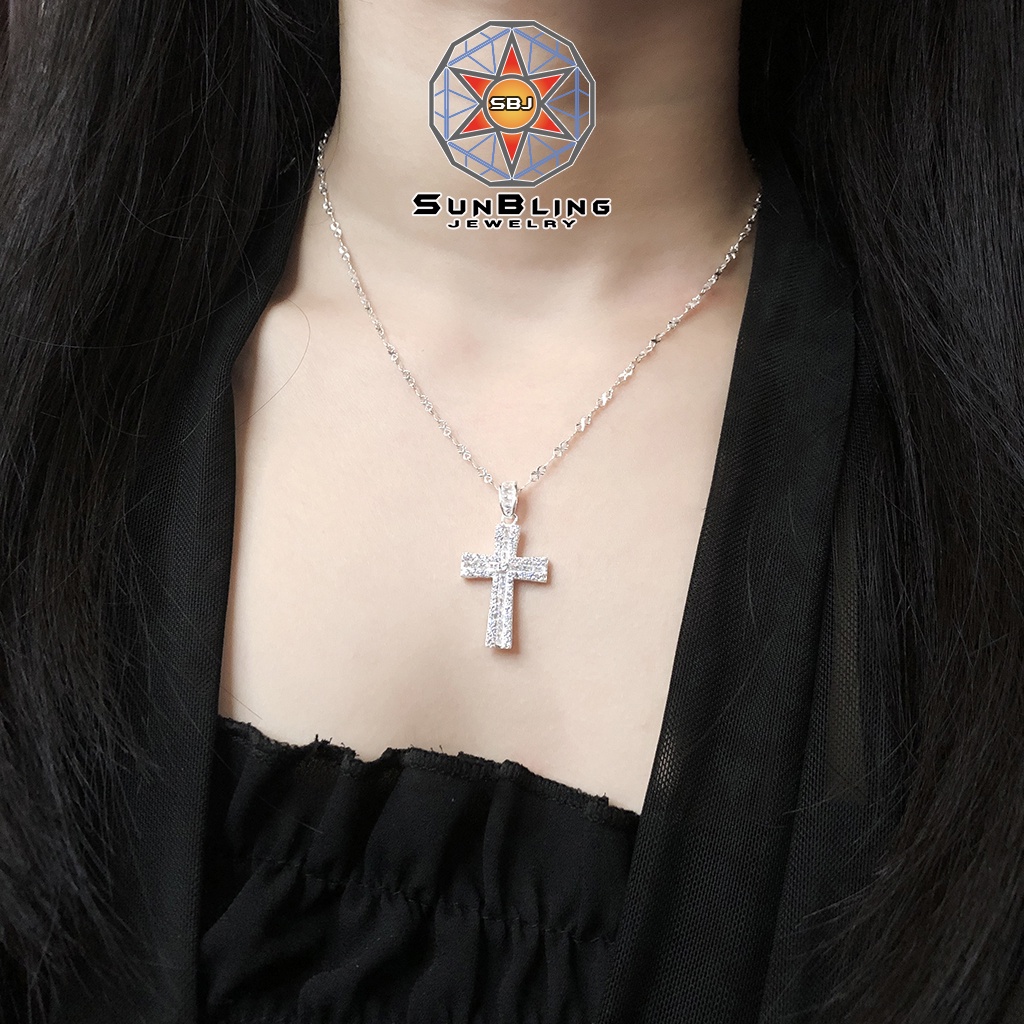 Mặt dây chuyền SunBling thánh giá full hột cho nam nữ, mặt dây chuyền bạc đính đá cao cấp, sang trọng SB4184