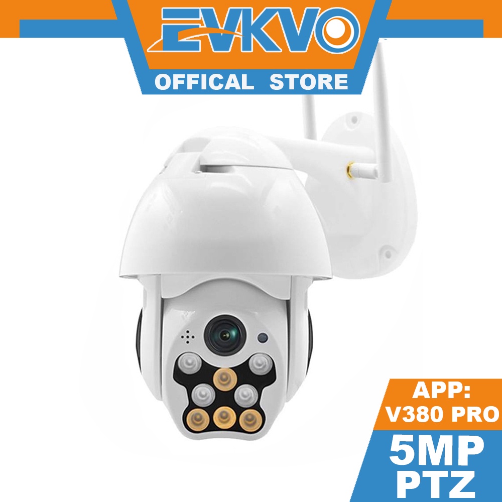 EVKVO - Tầm nhìn ban đêm đầy đủ màu sắc - 4x Digital ZOOM - V380 PRO Full HD 5MP Mini Outdoor Waterproof PTZ IP Camera CCTV Two Way Audio Motion Detection Alarm Wireless WIFI Security Surveillance Camera CCTV