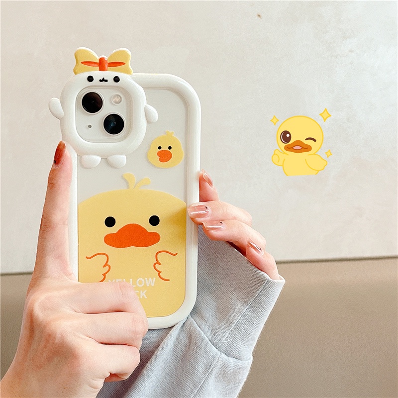 Vỏ điện thoại hình con vịt màu vàng dễ thương tương thích cho iphone 11 12 13 14 pro max 6 6s 7 8 plus xr x xs max se 2020 little monster anti-shatter vỏ máy ảnh bảo vệ chống va đập tpu mềm