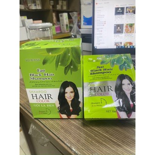 Hộp 10 gói dầu gội đen tóc ylofang thái lan