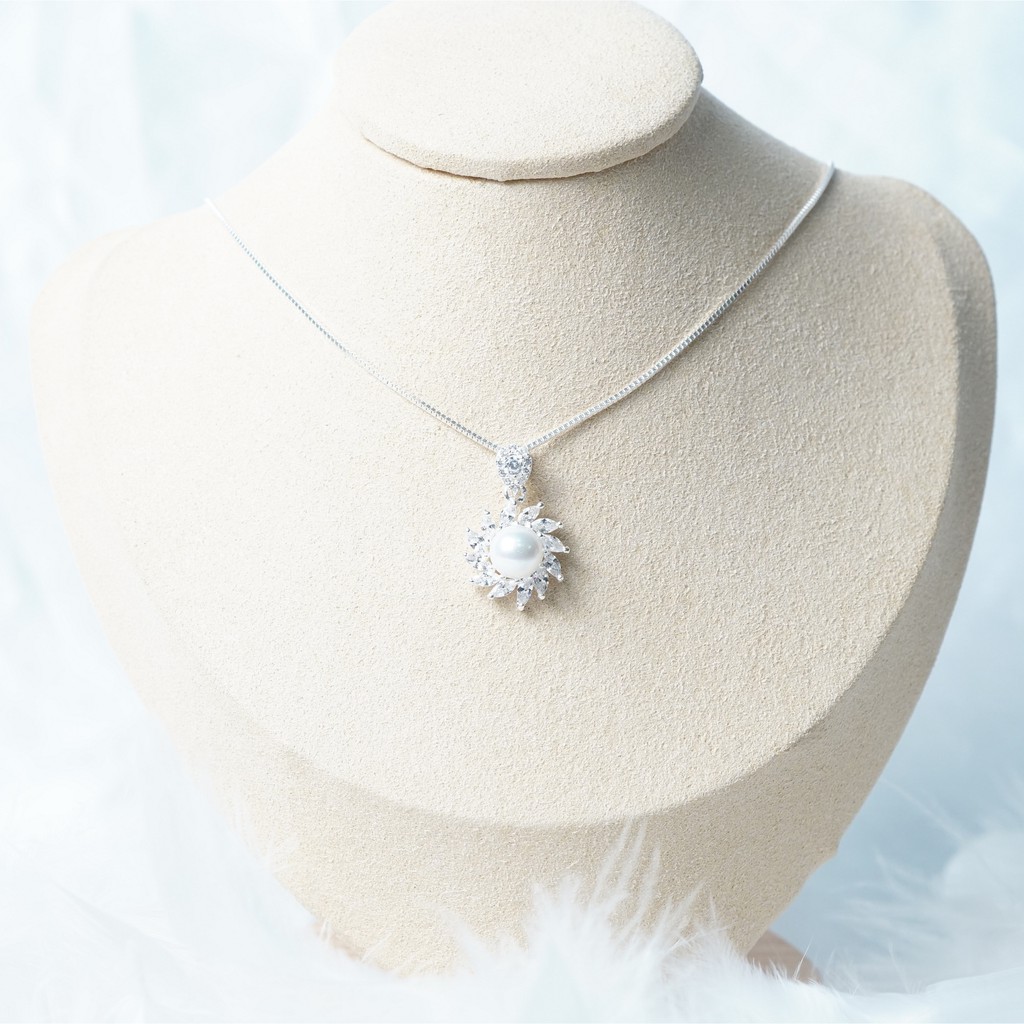 QMJ Vòng cổ bạc Hoa ngọc xoáy trang sức 925, sang trọng và tinh tế dòng QPearl - Q439