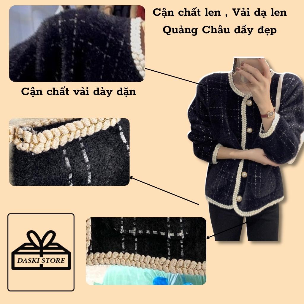 Áo Khoác Cadigan Len - Áo khoác dạ len kẻ nữ 2 màu Daski | BigBuy360 - bigbuy360.vn